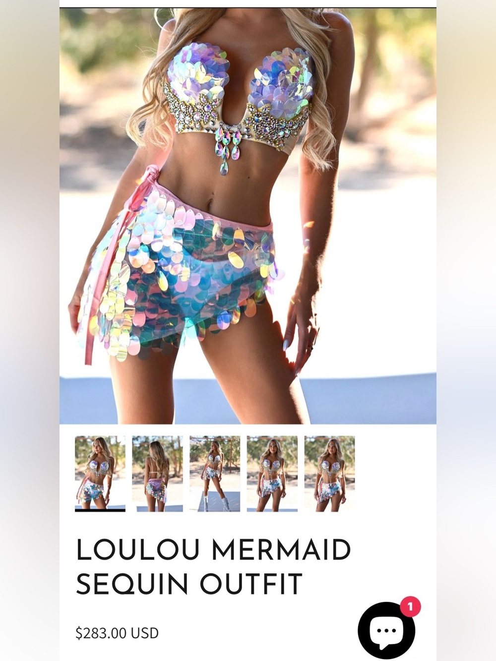 LOULOU Mermaid Sequin Skirt Set - Iridescent Pink
